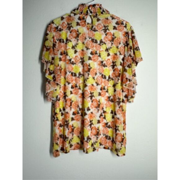 So It Is NWT Bohemian Turtleneck Romantic Floral Print White Yellow Top Size 2X - Picture 5 of 12